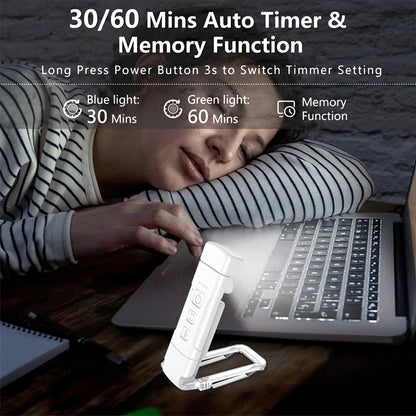 Book Light with Timer USB Rechargeable 3 Colors & 5 Brightness Reading Light Clip-on Read Lamp Bookmark Night Light Book Lamp