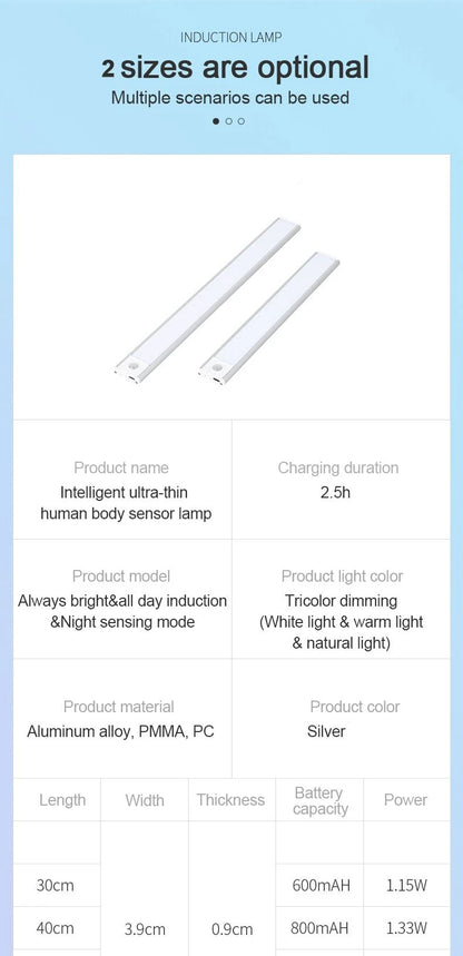Night Light Led Light Under Cabinet Light Motion Sensor night light Closet Light Cabinet Kitchen Lighting Magnetic night light