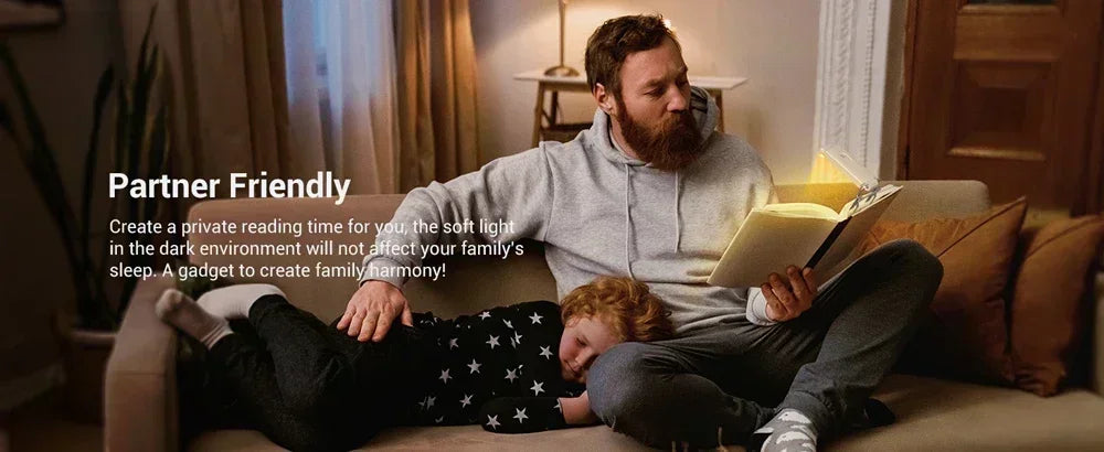 Book Light USB Rechargeable 3 Colors & 5 Brightness 1800K-6000K Reading Light Clip-on Read Lamp Bookmark Night Light Book Lamp