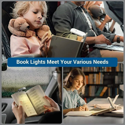 Book Light USB Rechargeable 3 Colors & 5 Brightness 1800K-6000K Reading Light Clip-on Read Lamp Bookmark Night Light Book Lamp