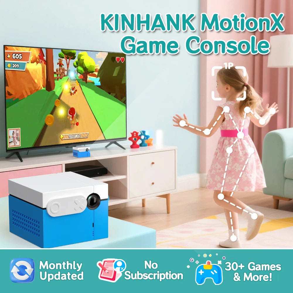 KINHANK MotionX Video Game Consoles with 30+Games for Kids & Families,Continuous Updates,Plug & Play Indoor Active Play System