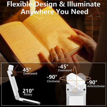 Book Light with Timer USB Rechargeable 3 Colors & 5 Brightness Reading Light Clip-on Read Lamp Bookmark Night Light Book Lamp