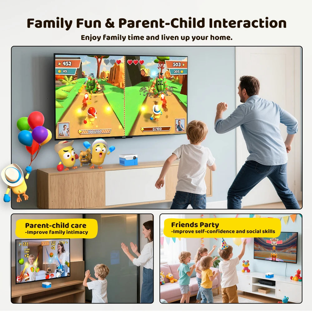 KINHANK MotionX Video Game Consoles with 30+Games for Kids & Families,Continuous Updates,Plug & Play Indoor Active Play System