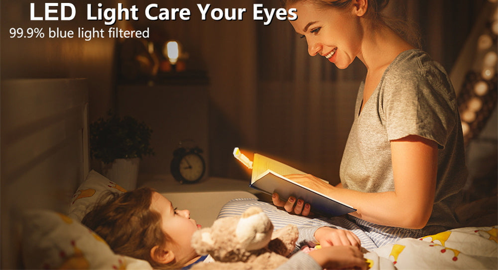 Book Light with Timer USB Rechargeable 3 Colors & 5 Brightness Reading Light Clip-on Read Lamp Bookmark Night Light Book Lamp
