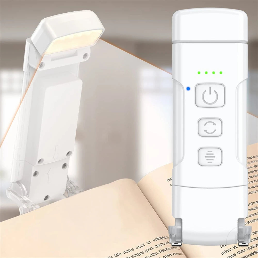 Book Light with Timer USB Rechargeable 3 Colors & 5 Brightness Reading Light Clip-on Read Lamp Bookmark Night Light Book Lamp