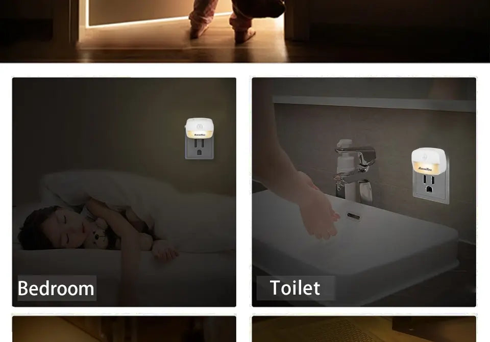 LED Night Light Motion Sensor EU US Plug Lamp Nightlights For Children Bedroom Decoration Hallway Stairs WC Bedside Night Lamp