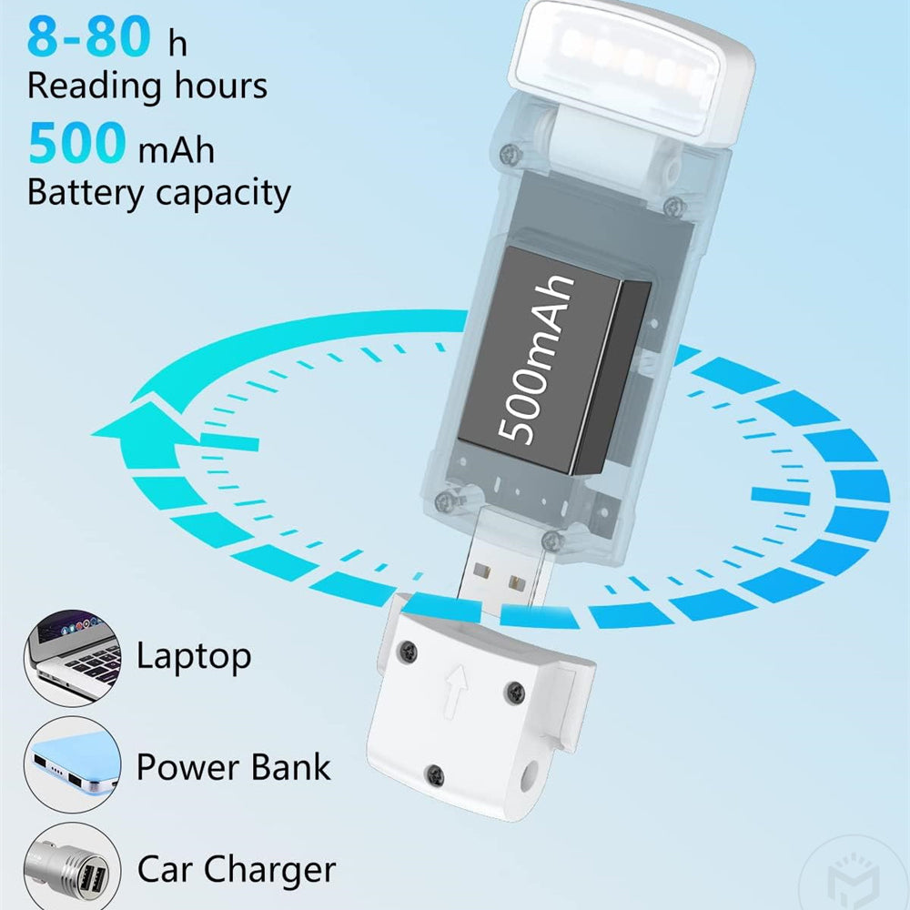 Book Light with Timer USB Rechargeable 3 Colors & 5 Brightness Reading Light Clip-on Read Lamp Bookmark Night Light Book Lamp