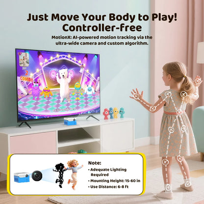 KINHANK MotionX Video Game Consoles with 30+Games for Kids & Families,Continuous Updates,Plug & Play Indoor Active Play System